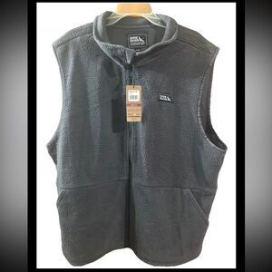 Eddie Bauer Men XL Gray Full Zip Lightweight Polar Fleece Vest Layering Outdoor
